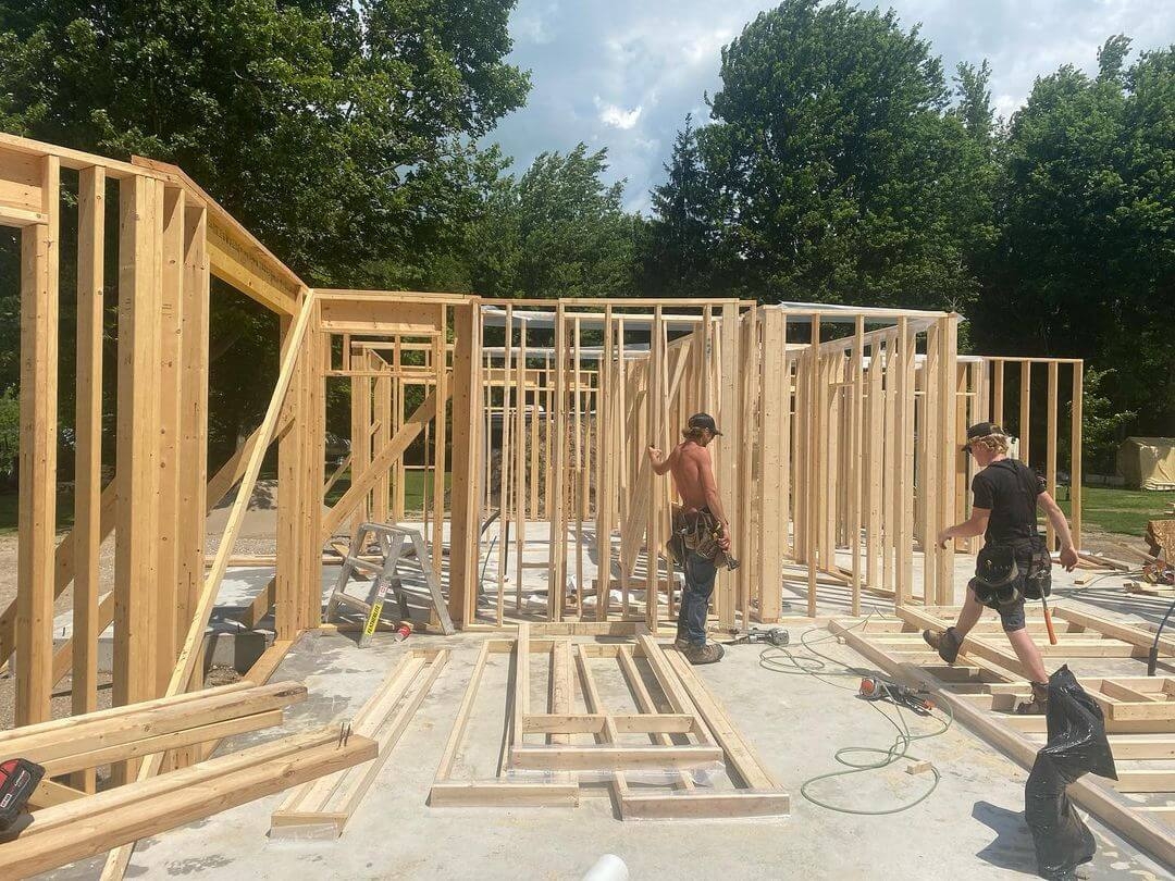 Mogk Carpentry crew working on custom home construction in Embro, ON