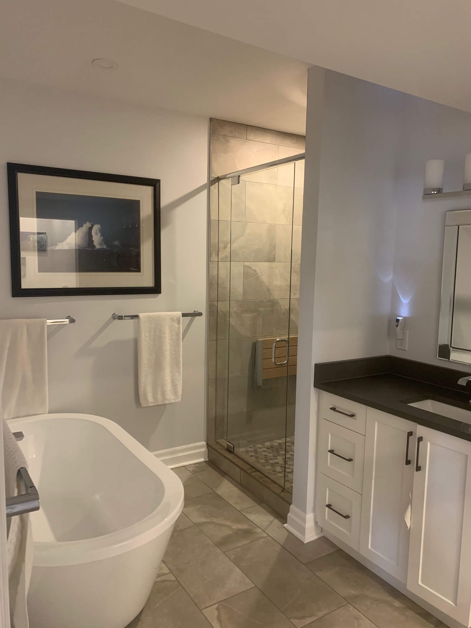 Custom bath, cabinets and shower replacement